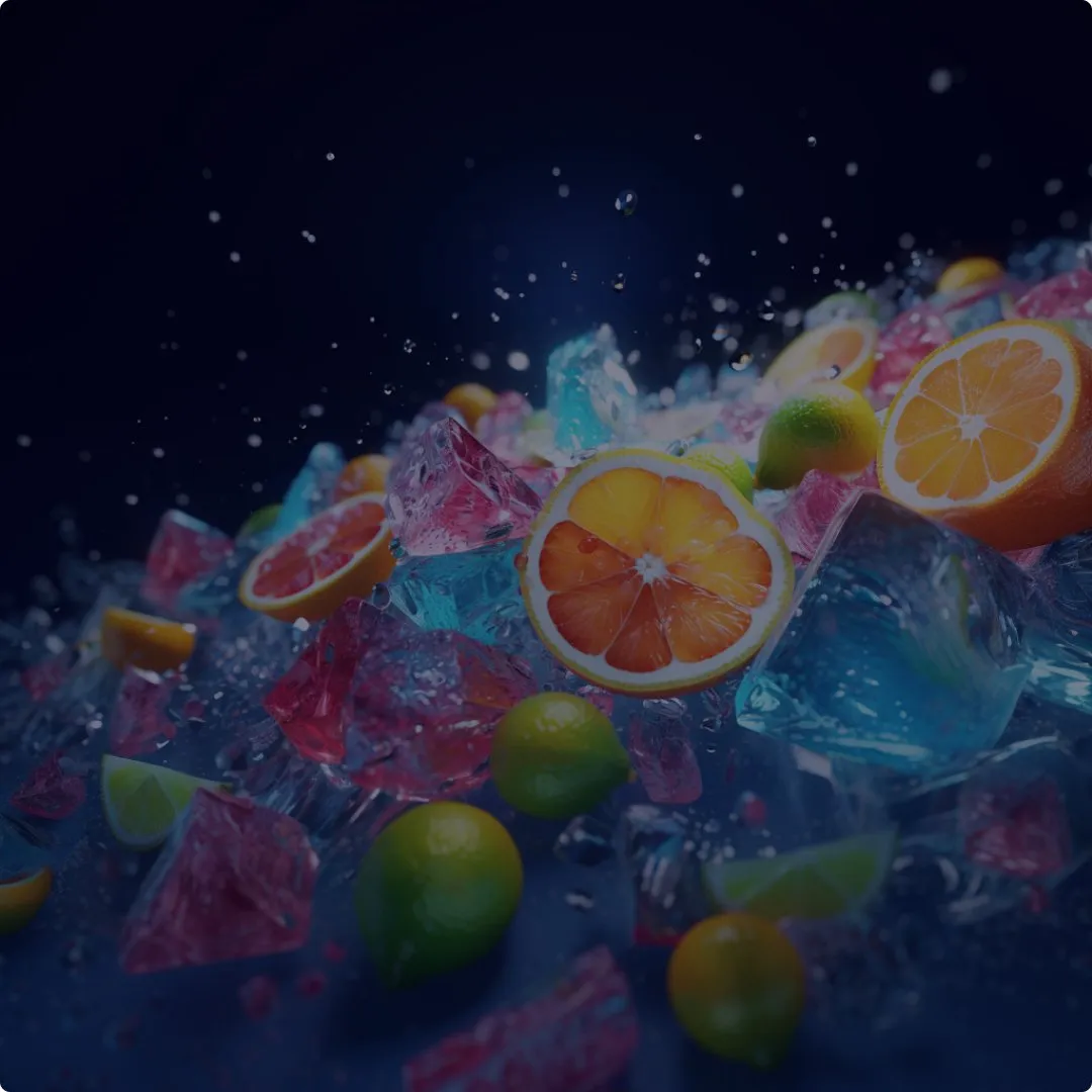 fruits with ice making a splash